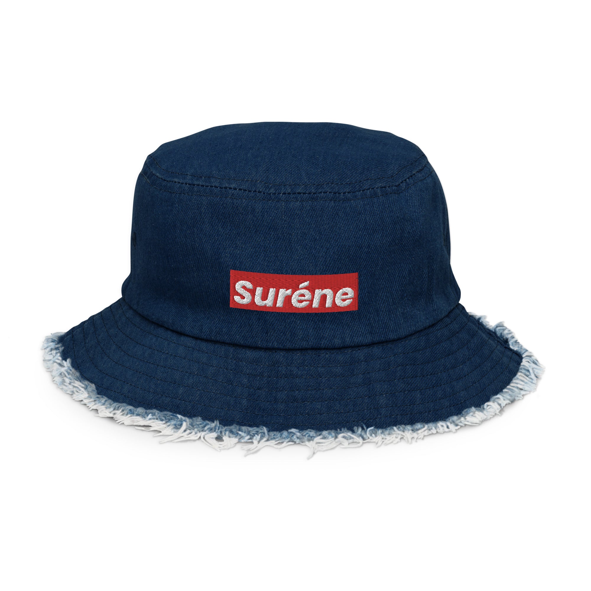 SRNE Distressed Denim Bucket Hat